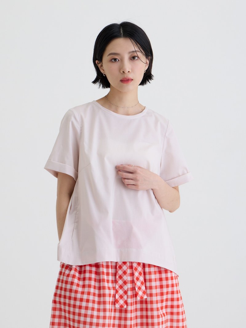 Spin Air Short Sleeve Top-Sakura - เสื้อผู้หญิง - ไฟเบอร์อื่นๆ สึชมพู