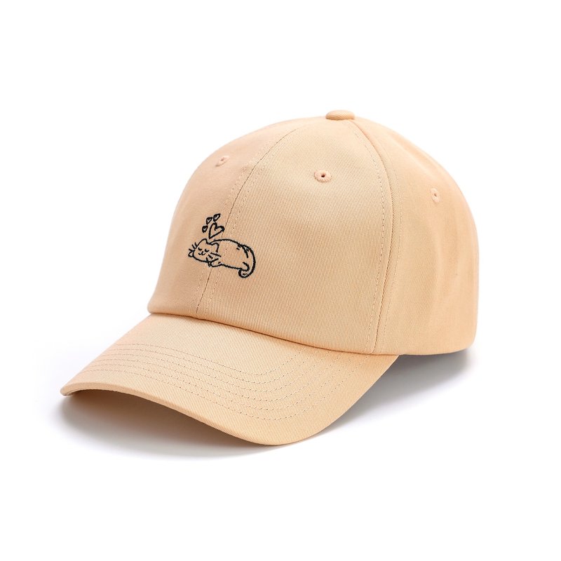 Cat / Dog outline embroidery Ballcap/ Dad cap/ Baseball cap (Peach) - Hats & Caps - Cotton & Hemp Orange