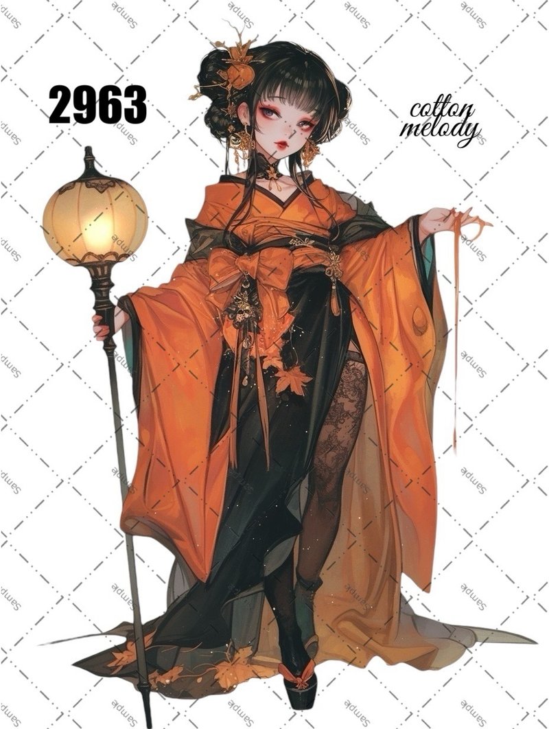 original sticker no.2963 人物ステッカー オリジナルステッカー オリジナル人物ステッカー 装飾ステッカー cotton melody - 貼紙 - 紙 