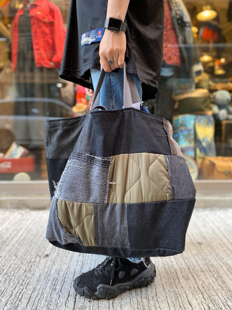 拼布patchwork大袋 - 手提包/手提袋 - 棉．麻 多色