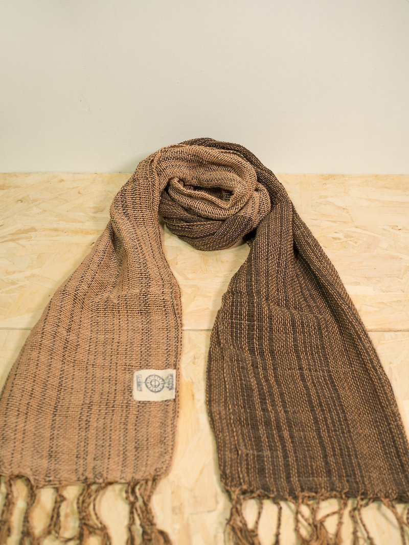 EARTH.er │Natural Dyed Scarf (Brown+Pink)│ - Scarves - Cotton & Hemp Brown