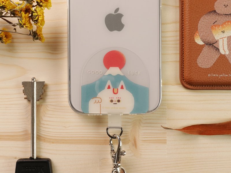 Mobile phone case lanyard clip fixed clip lanyard hanging clip - Mount Fuji Lucky Meow - อุปกรณ์เสริมอื่น ๆ - พลาสติก สีน้ำเงิน