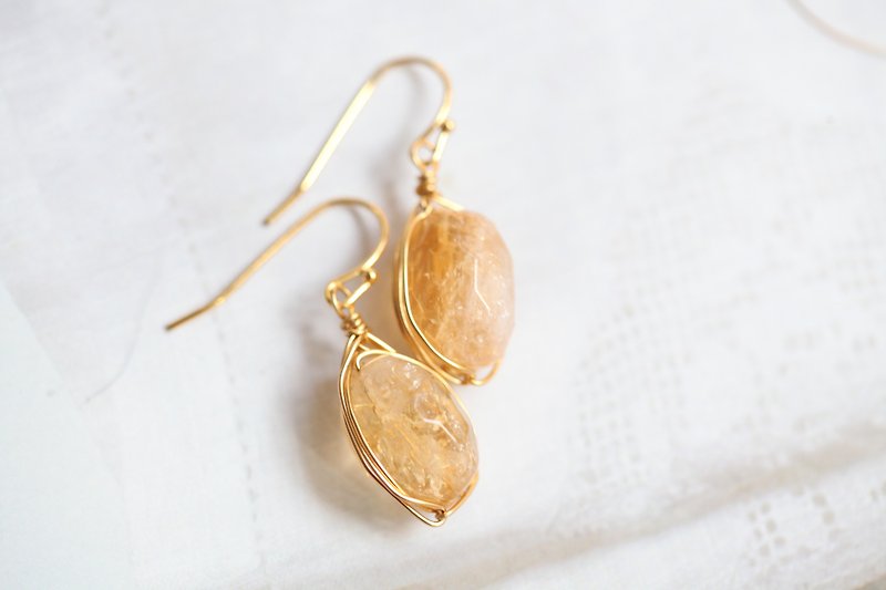 High energy citrine earrings │ can be changed to clip energy stone natural stone birthday gift petty bourgeoisie - Earrings & Clip-ons - Gemstone Yellow