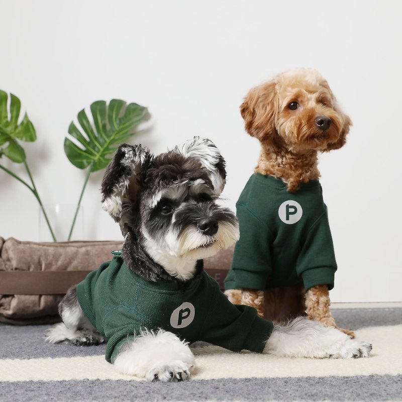 【PEHOM】 寵物服飾 | 貓狗 華夫格刺繡貼T恤 - 綠色 - 寵物衣服 - 其他人造纖維 綠色