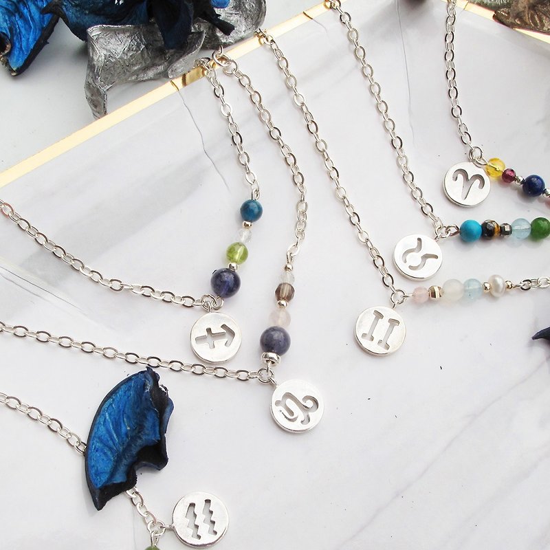 [Handmade custom silver jewelry] Constellation lucky Stone| Capricorn ~ Gemini sterling silver bracelet | - สร้อยข้อมือ - เงินแท้ หลากหลายสี