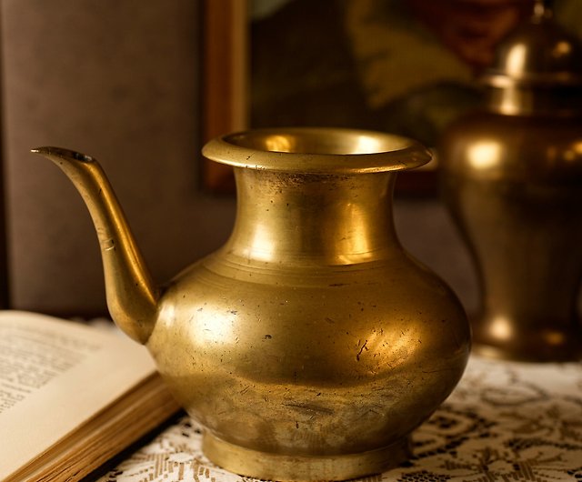 Heavy Antique Solid Brass Pitcher - antiques - by owner