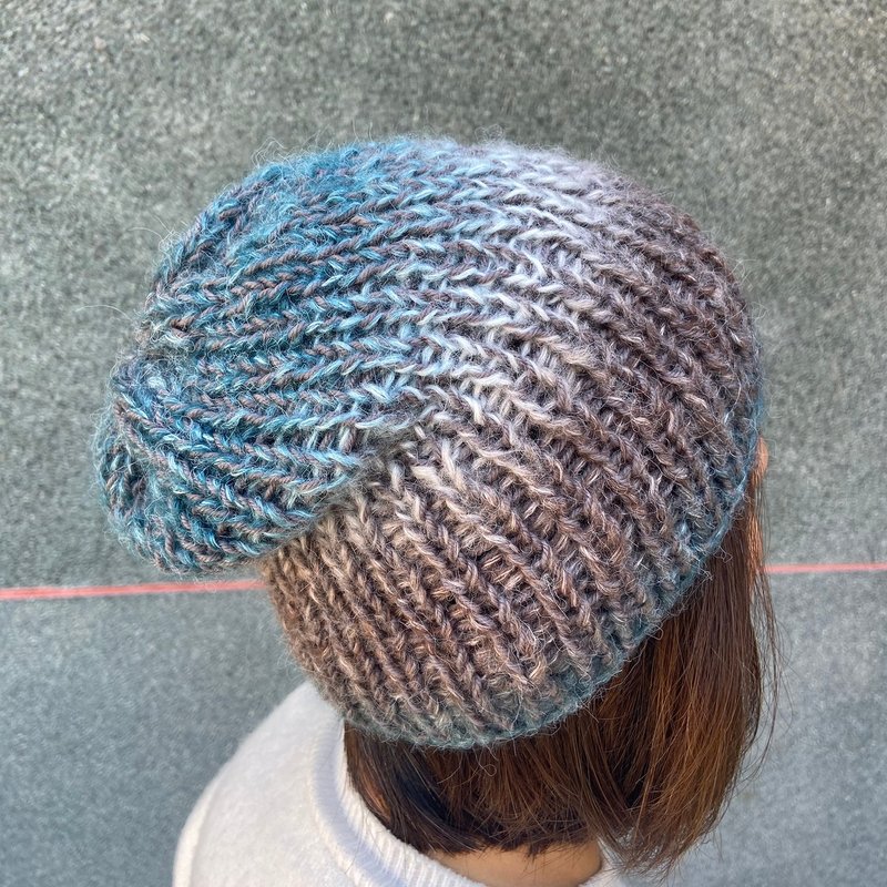 手編みニット帽 - アンゴラ山羊毛/ウール グラデーション 全3色 - 帽子 - ウール 多色