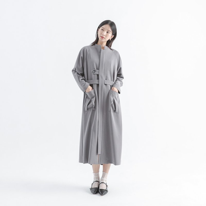 [Classic Original] Fuxiao_Dawn Jacket Dress_CLD521_Gray - ชุดเดรส - เส้นใยสังเคราะห์ สีดำ