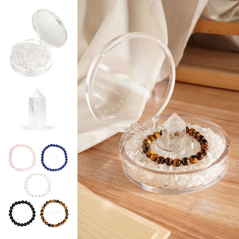 Natural White Crystal White Crystal Pillar Bracelets Round Box - Other - Semi-Precious Stones Multicolor