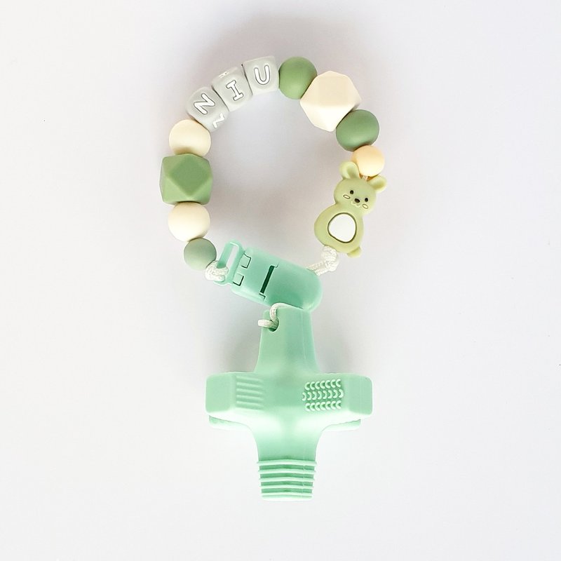 NIU 兔子 淺綠色消波塊固齒器 / 客製化奶嘴鏈 - 寶寶/兒童玩具/玩偶 - 其他材質 多色