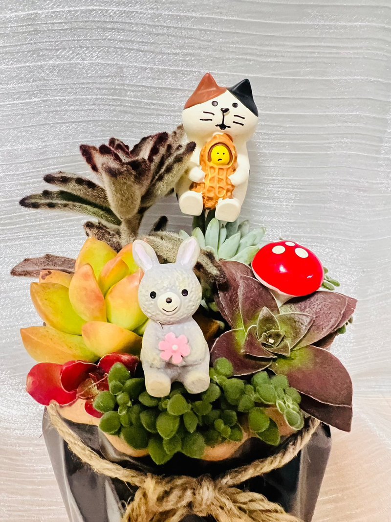 The first choice for gift-giving is a 3-inch pot. Good things happen (peanut) flower pot for exchanging gifts and office gifts - ตกแต่งต้นไม้ - ดินเผา สีดำ