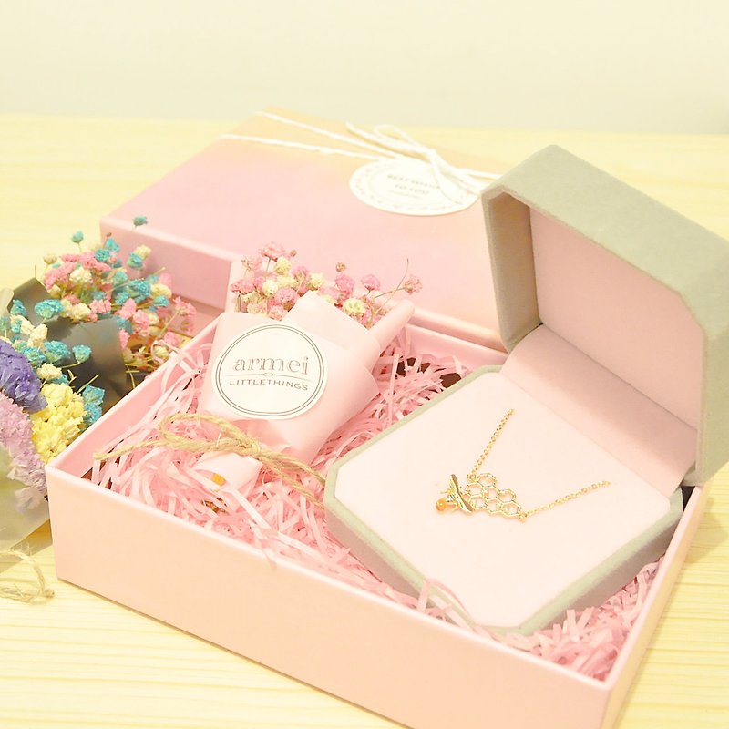 [Sweet honey gift set] Flash Bee Honey + mini dried bouquet - Chokers - Other Metals Gold