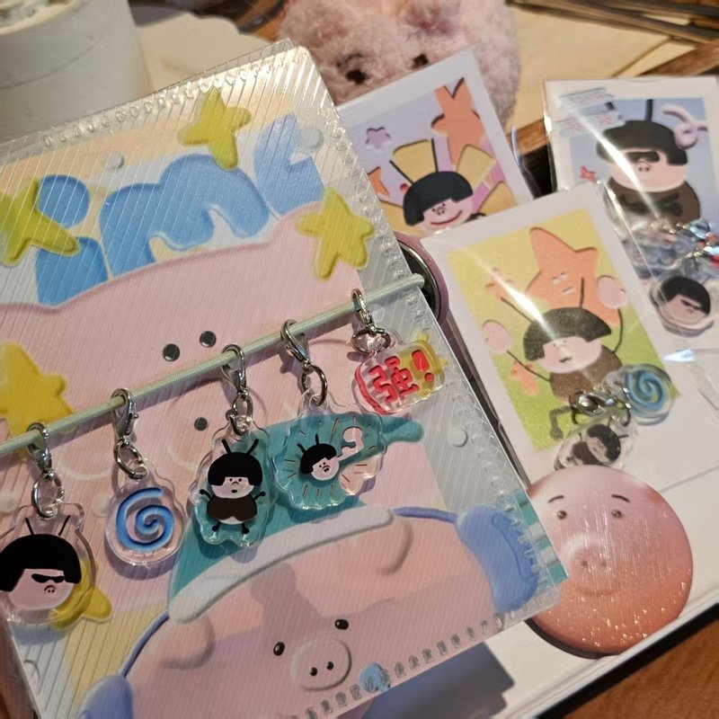 【coloryeah】豬大強 可愛手賬文具/迷你亞克力小掛件/怪趣鑰匙扣 - 鑰匙圈/鑰匙包 - 塑膠 多色