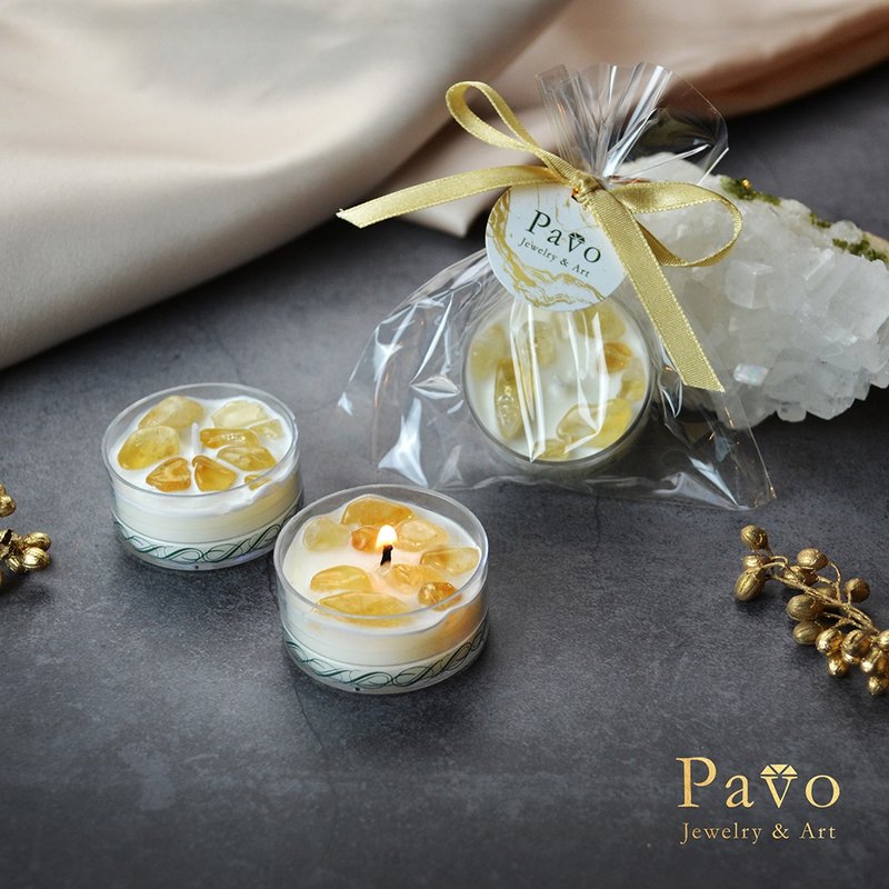 Pavo Exclusive Fragrance Tea Candle Citrine - Candles & Candle Holders - Other Materials Transparent