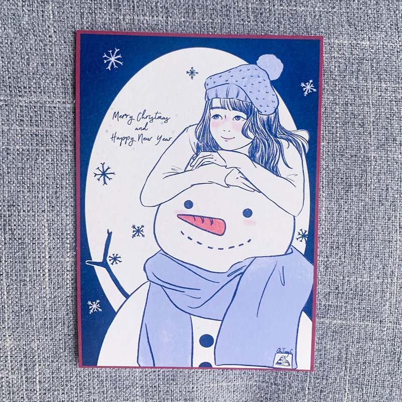 雪が降る/クリスマスカード - カード・はがき - 紙 ピンク