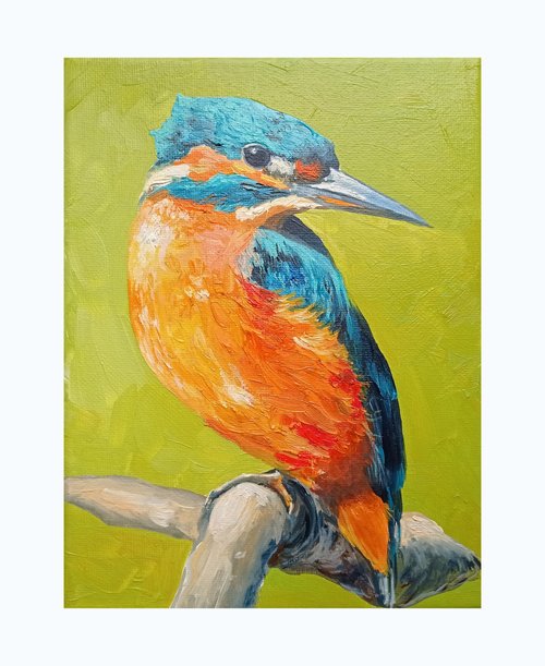 PaintingsFromIrina 鳥 小畫 裝飾畫 翠鳥 原畫 空間裝飾 油畫 掛畫