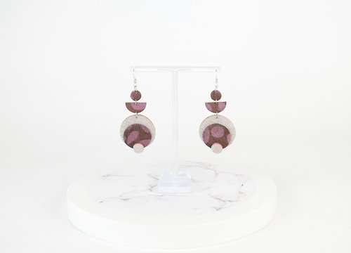 Elle Santos Geometric Earrings in Glitter & Purple Animal Print Genuine Recycled Leather