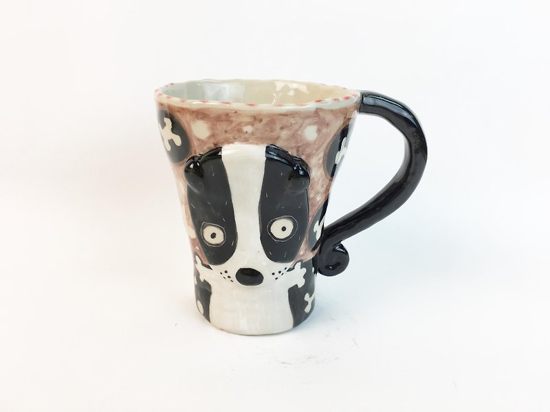 Nice Little Clay handmade bell cup_cute dog 0101-20 - Mugs - Pottery Brown