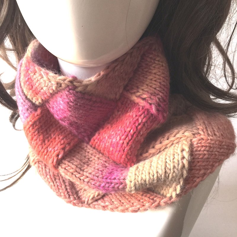 Lonely is not the same thing warm knit neck circumference/bib/scarf/warm warm powder system - Other - Wool Pink