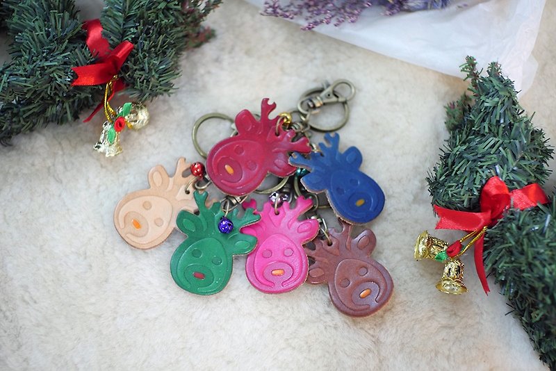 [Christmas limited offer] cute elk key ring - ที่ห้อยกุญแจ - หนังแท้ 