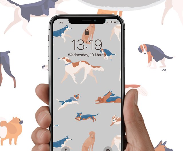 犬の携帯電話の壁紙は Iphoneとandroidの両方で3色で利用できます ショップ Artnytime Pinkoi