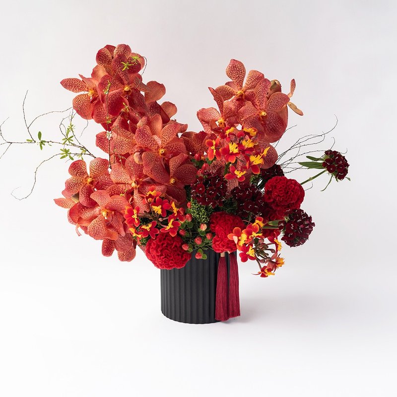 【Jinxiu】Spring Festival Potted Flowers - ช่อดอกไม้แห้ง - พืช/ดอกไม้ สีแดง