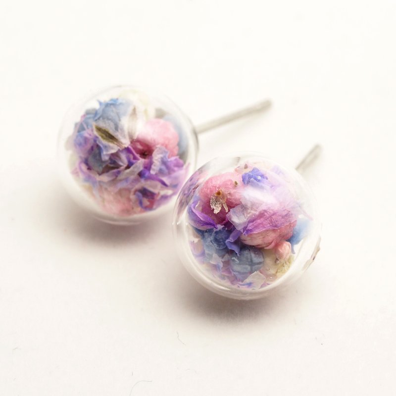 OMYWAY Handmade Dried Flower - Glass Globe - Earrings - ต่างหู - แก้ว หลากหลายสี