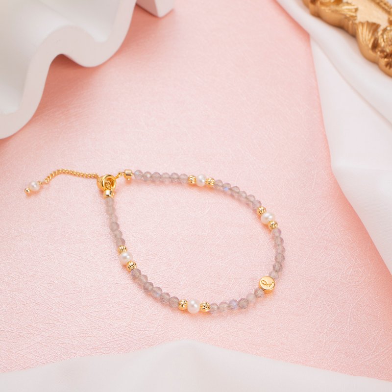 Ganges Design | Faceted Labradorite | Pearl | Natural Energy Bracelet | 2.5-3.5mm - Bracelets - Crystal Silver