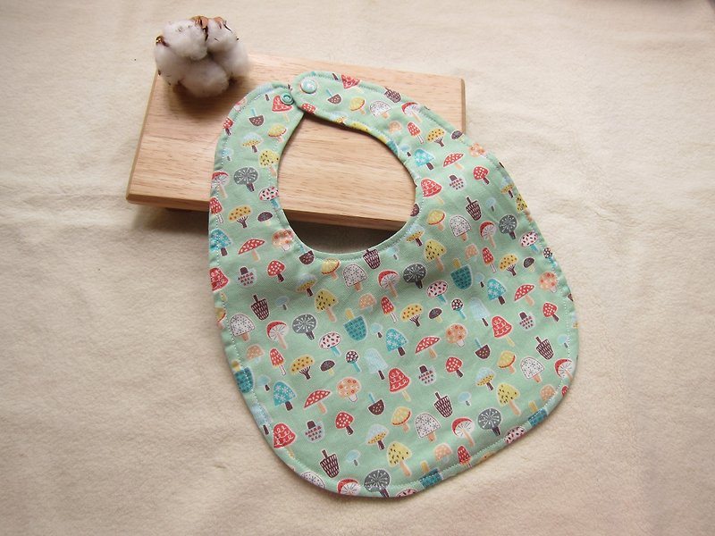 Alice colored mushrooms blossoming - infant baby cotton bibs, bibs (green) - Bibs - Other Materials Orange