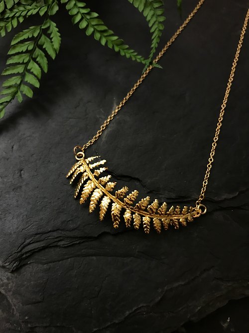deLightful time | 美好·時光 植蕨 蕨類 森林系 18K金鍍金 黃金項鍊 シダのネックレス Fern
