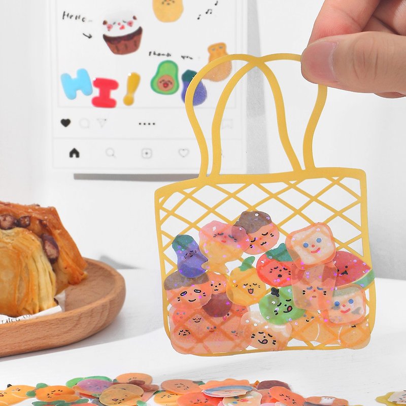 Hisome Hi Moribuya sparkling sequins pet sticker pack [Pistachio] cute fruit pocket decoration - Stickers - Plastic 
