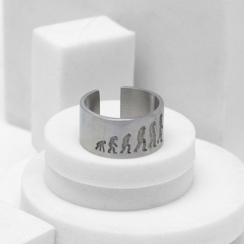 Human evolution ring (fog silver) - แหวนทั่วไป - สแตนเลส สีเงิน