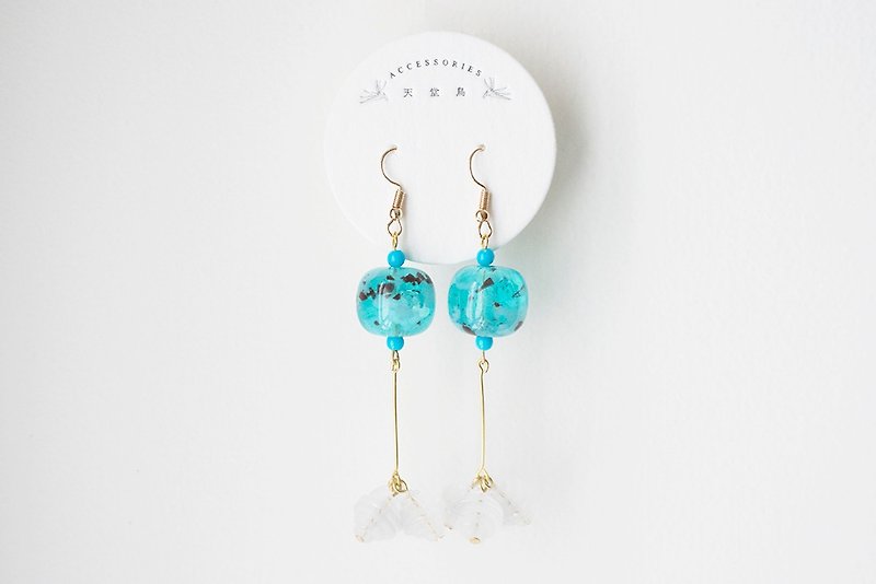 Handmade Earrings - Blue Planet Glass - Earrings & Clip-ons - Colored Glass Blue