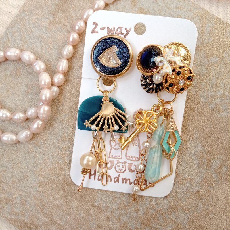 wow Handmade Nautical Occasion 2way Button Earrings - ต่างหู - วัสดุอื่นๆ 