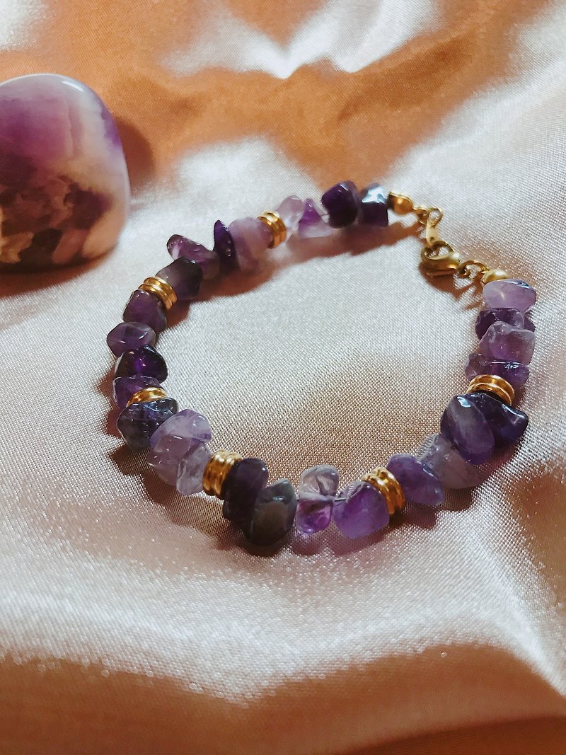 Wisdom_Amethyst Natural Stone Brass Bracelet - Bracelets - Gemstone Purple