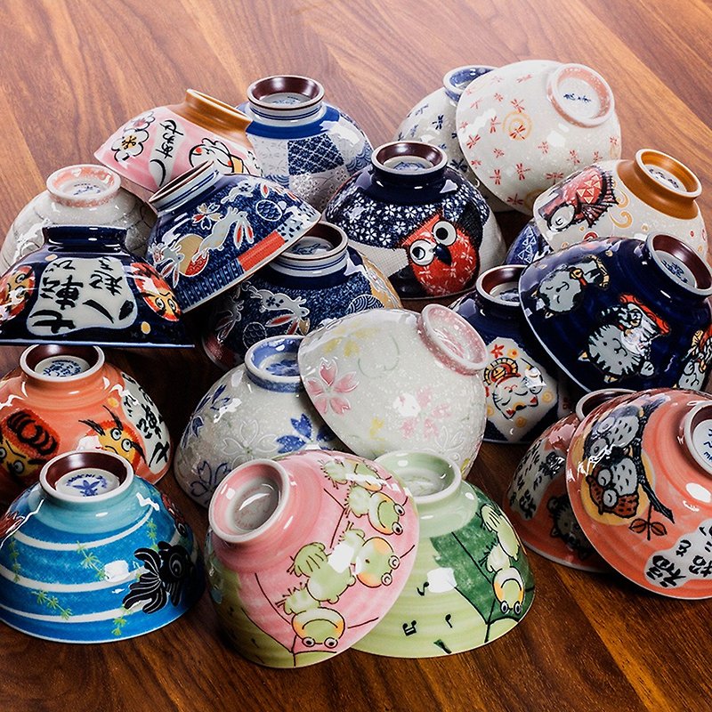 Japan imported Mino yaki household rice bowl beckoning animal small bowl beckoning cat Dharma ceramic bowl Japanese tableware - Bowls - Porcelain 