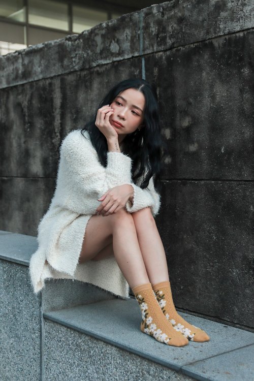 sunrainlike unni花之物語羊絨襪 襪子 鞋履襪品 socks 中筒襪 女襪 保暖 刷毛