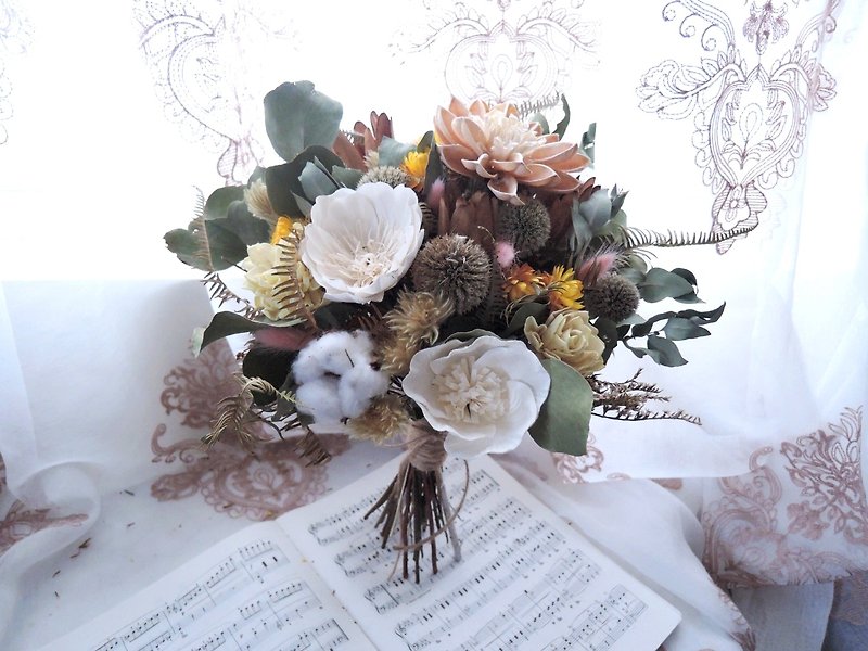 [Sen's Elf] Dry Flower / Bride / Wedding Dress / Wedding / Bouquet / Bouquet - Dried Flowers & Bouquets - Plants & Flowers Yellow
