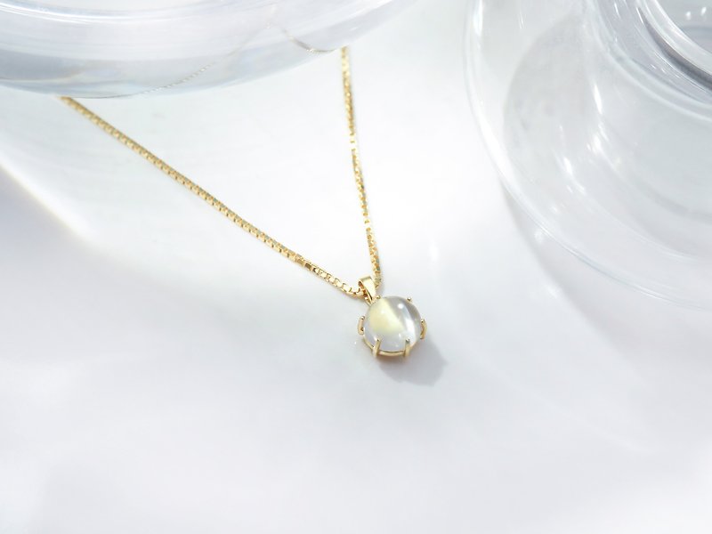 Morning and evening | milk moonstone / gold chain / dream series | natural Gemstone necklace - Necklaces - Gemstone Gold