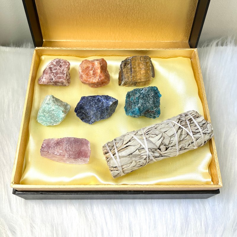 七輪水晶原石淨化套裝 - 鼠尾草 | 水晶原石 | 身心靈產品 - 香氛/精油/擴香 - 水晶 多色