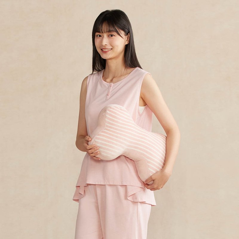 Striped Small Bone Pillow-Shell Pink - Pillows & Cushions - Cotton & Hemp Pink