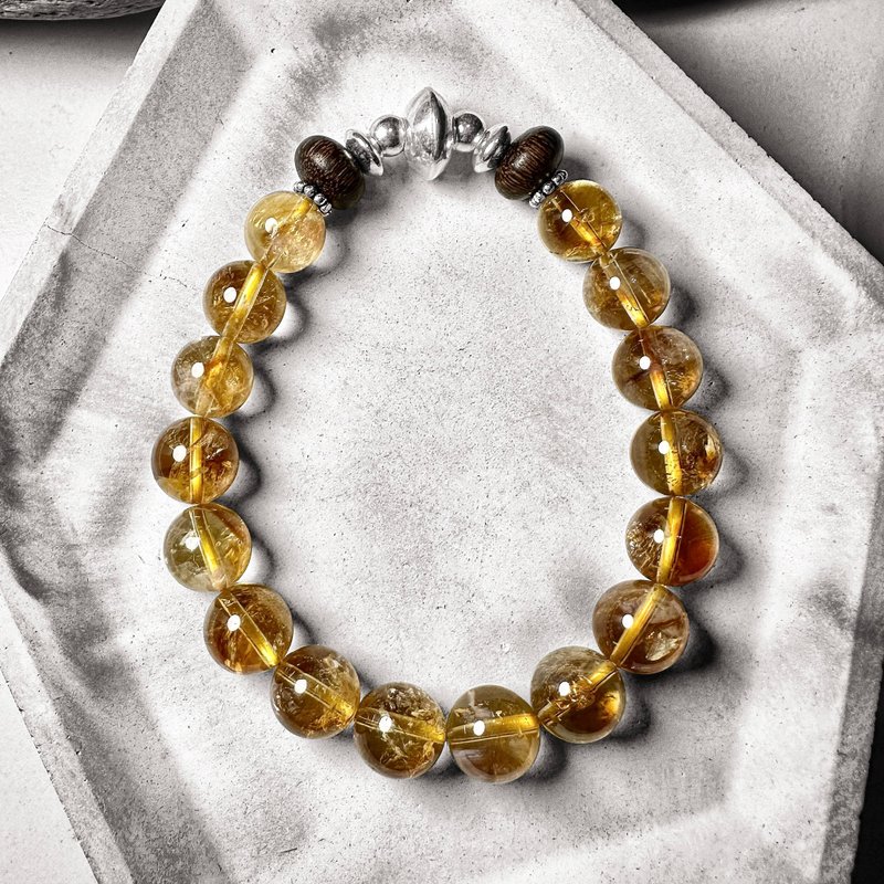 9mm+Tashan Citrine Agarwood Silver Bracelet - Bracelets - Semi-Precious Stones 