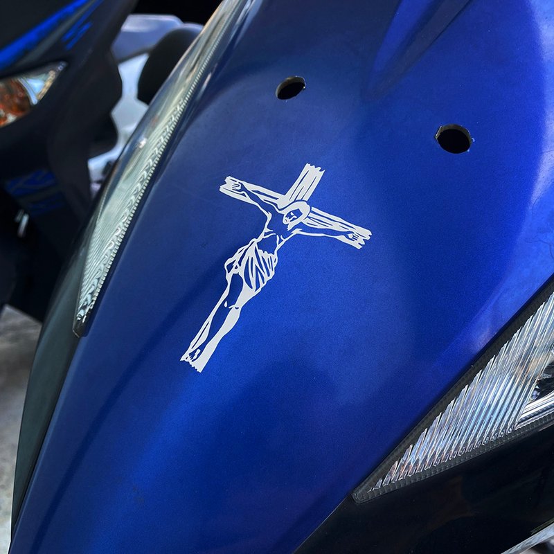 Jesus Pray Christian Cross Amen Believe in Jesus and Get Eternal Life Reflective Sticker Motorcycle Sticker - Stickers - Waterproof Material 