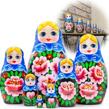 AEVVV Japanese Nesting Dolls Set Of 5 Pcs - Matryoshka With Japanese Decorations - Kokeshi Dolls In Japanese Kimono - Wooden Kokeshi Dolls - Japanese Room Decor