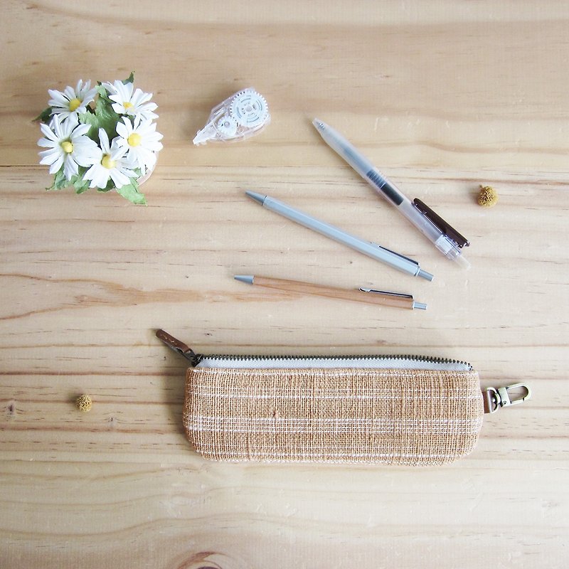 Pencil Cases Hand Woven and Botanical Dyed Cotton Natural-Tan Color - Toiletry Bags & Pouches - Cotton & Hemp Orange