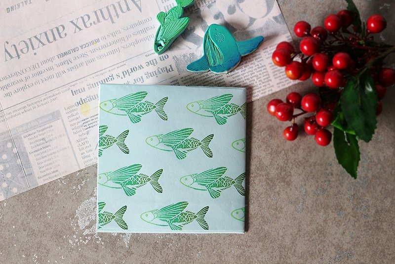 Apu handmade stamp full of artistic sense Flying fish + sunfish stamp set can be purchased individually - Stamps & Stamp Pads - Rubber 