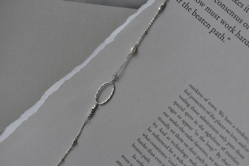 ZHU. handmade bracelet | Bling circle (sterling silver / sister / freshwater pearl / mother's day gift) - Bracelets - Sterling Silver 