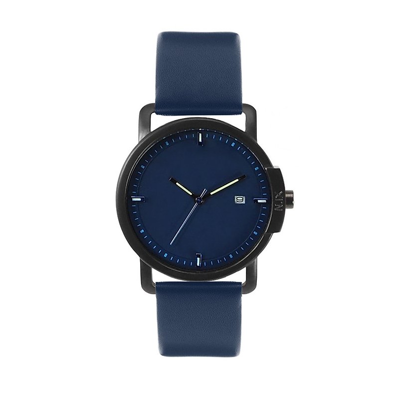 นาฬิกาข้อมือ Minimal Style : Ocean Project - Ocean 06-Navy (Blue) - นาฬิกาผู้ชาย - หนังแท้ สีน้ำเงิน