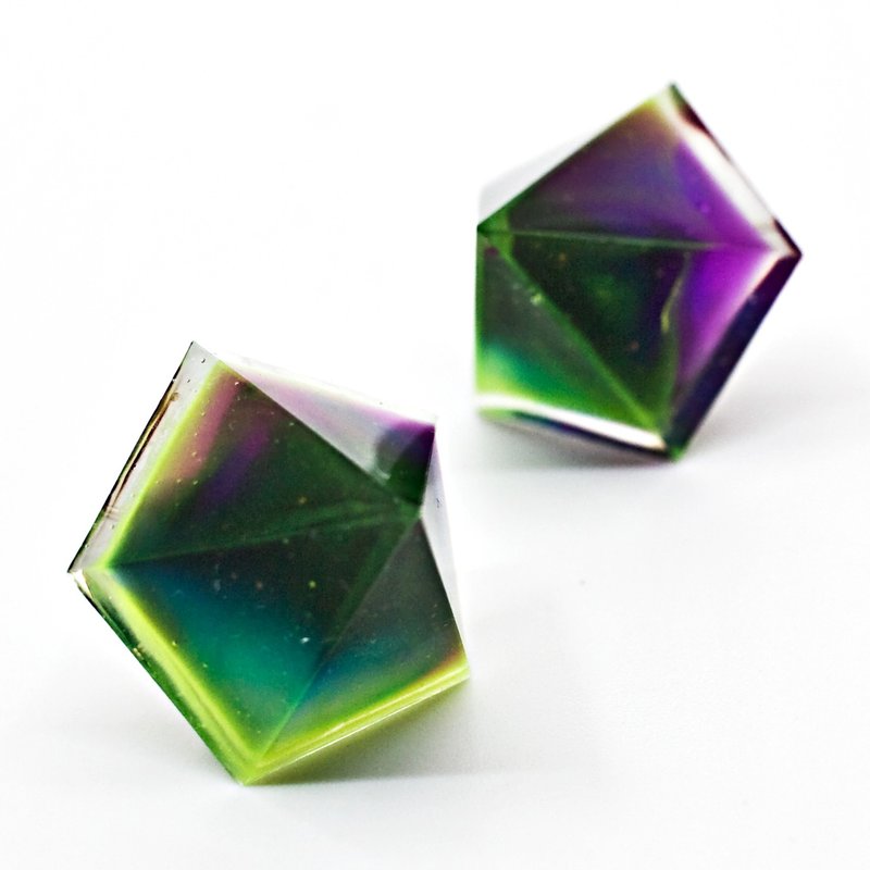 Pentagon Earrings (Glimmer of a Star) - Earrings & Clip-ons - Resin Multicolor