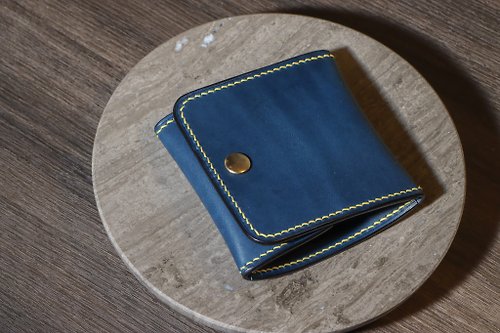 Minamoto源‧本手工皮件 方形零錢包 - 深藍【氣質 真皮 手工 皮夾 錢包】